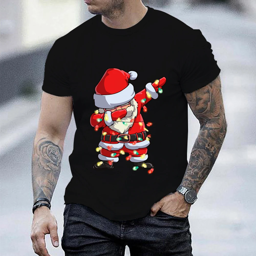 

Funny X'mas T-Shirts Fashion 3D Santa Claus Printed T Shirt For Men Casual O-neck Oversized Short Sleeve Tops Christmas Clothing