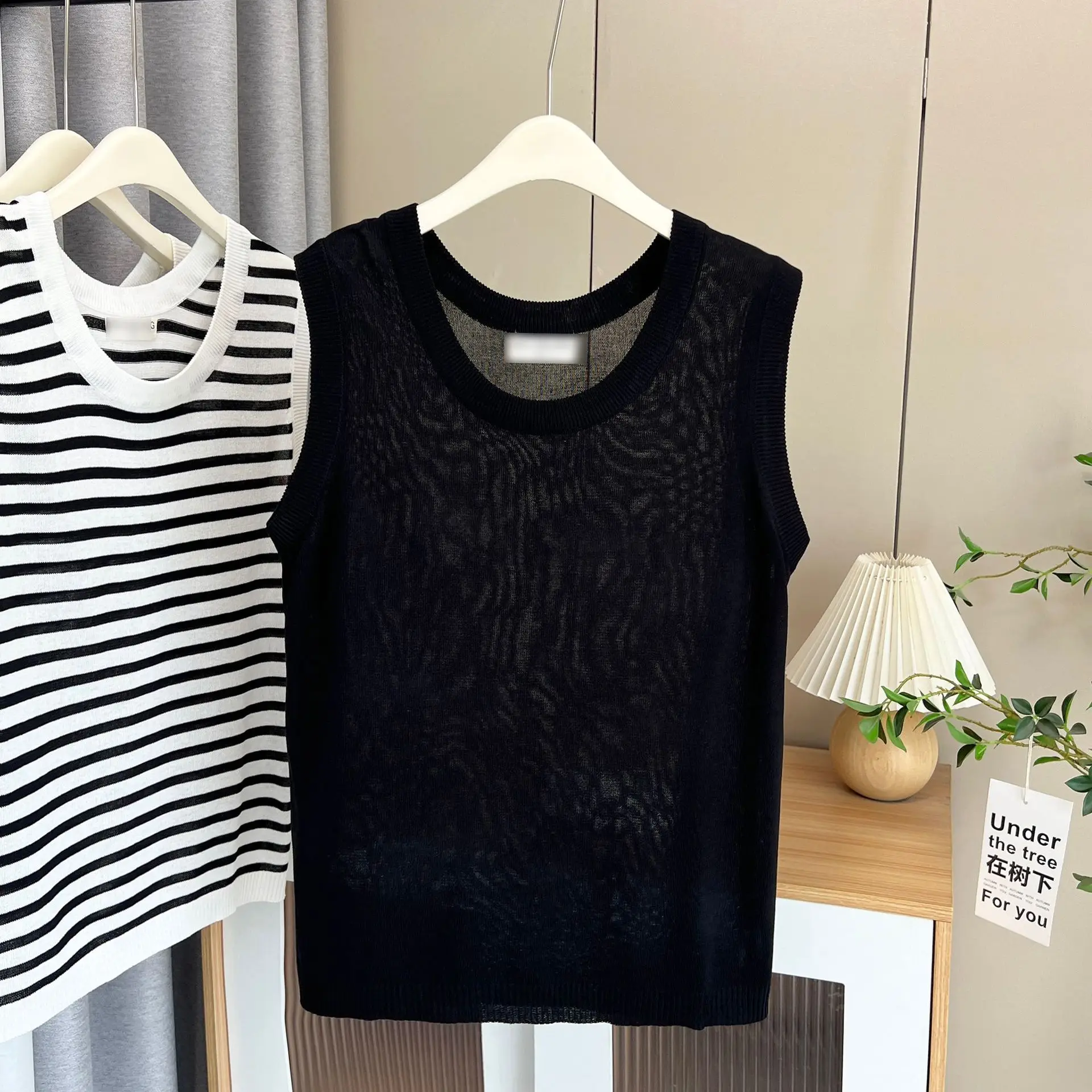 ฤดูร้อนใหม่ 100KG ผ้าไหมน้ําแข็งบางถัก Tank Top PLUS ขนาดเสื้อกั๊กสําหรับผู้หญิง 725
