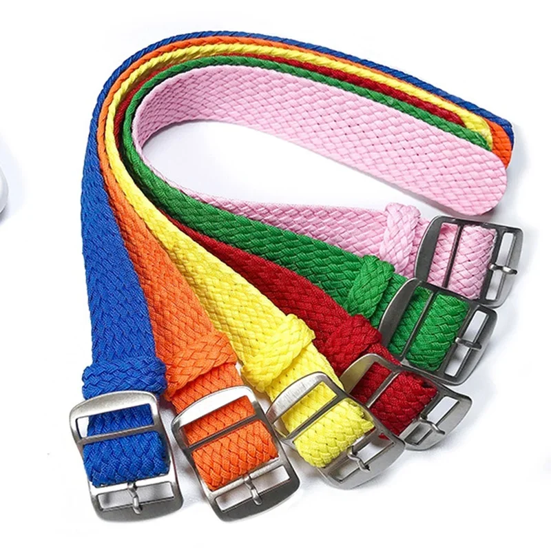 High Quality Fabric Woven Bracelet One Piece Watch Band Canvas Wristband 14mm 16mm 18mm 20mm 22mm Nylon Colorful Strap