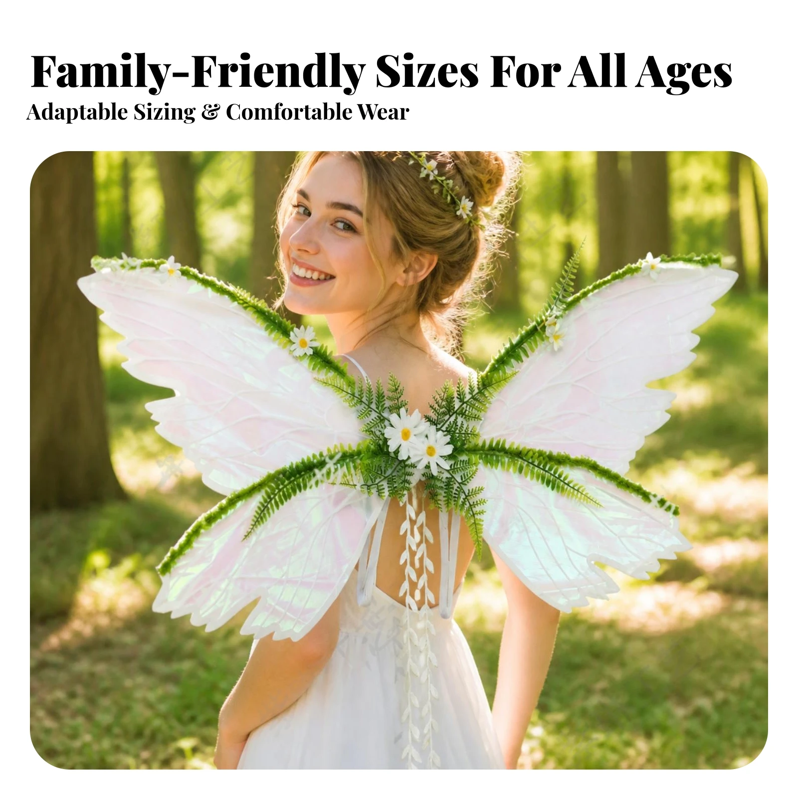 Fairy Wings with Ribbons Translucent Fairy Wings Costume Accessory Transparent Green for Cosplayers, Cosplay, Photo Shoots