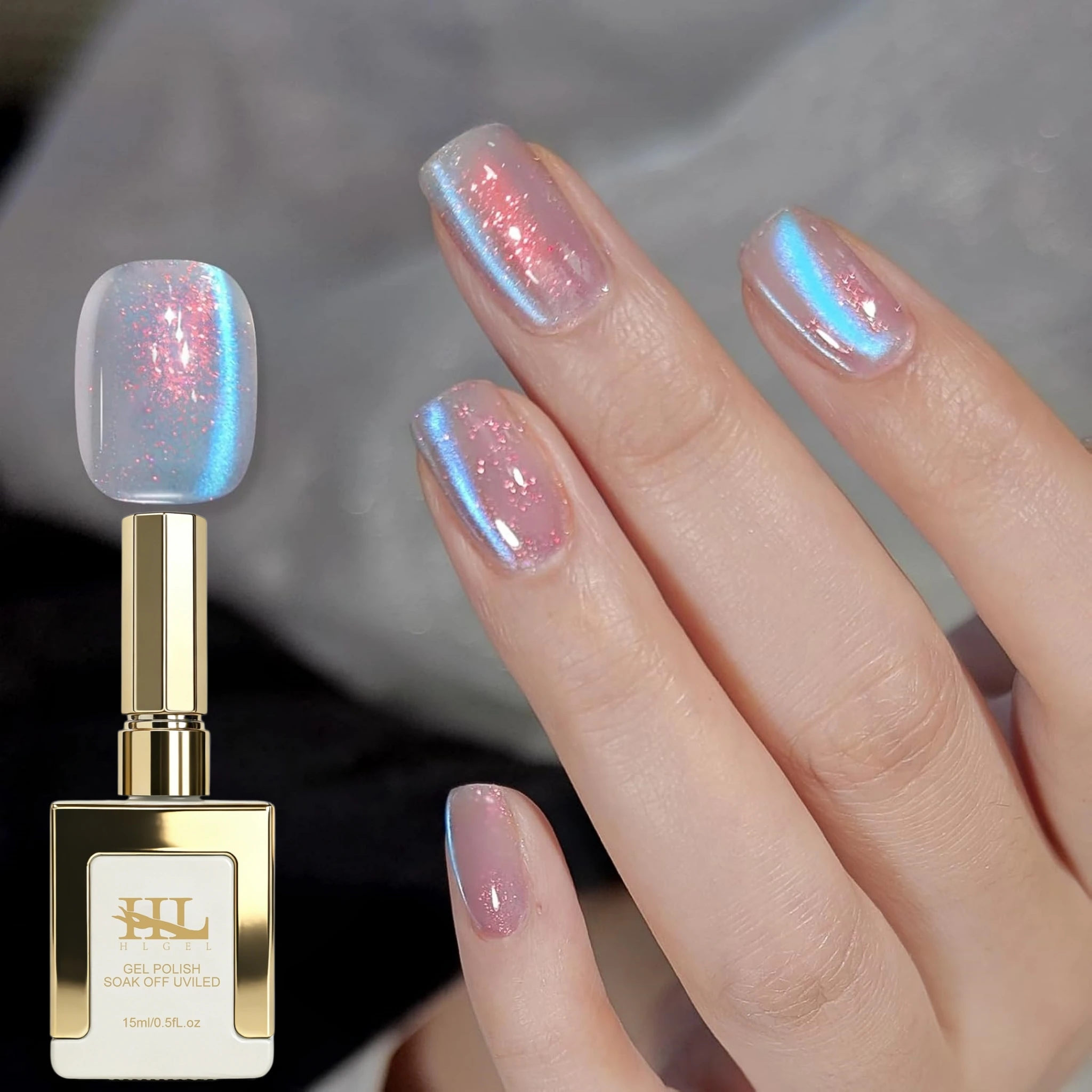 Nail Art Pink Cat Eye - 15 ml Aurora Pink Blue magnetische