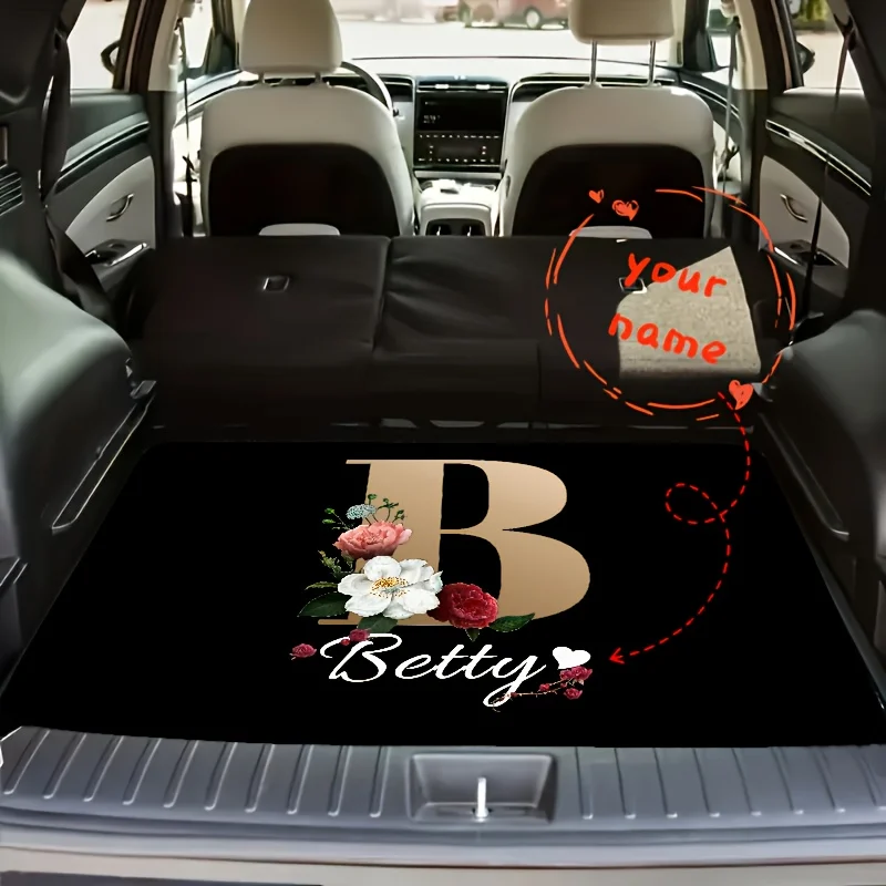 

1pc ized Name/Text Car Trunk Mat - 26-Letter Luxury Crystal Velvet-Like (Soft) Cargo Liner, Non-Slip, Dustproof & Machine Washa
