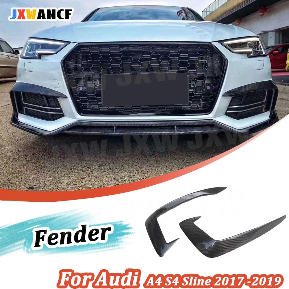 

JXWANCF передний бампер из углеродного волокна, FRP, накладка на вентиляционное отверстие, крышка противотуманной фары, веко, брови для Audi A4 S4 Sline 2017 2018 2019