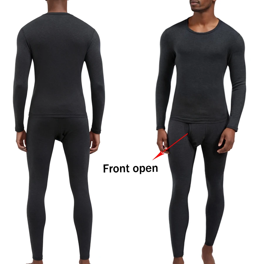 

2 шт./компл. длинные кальсоны, однотонное термобелье с длинными рукавами, мужское термобелье из бархатной ткани Dralon, зима/осень, теплый костюм, открытые брюки спереди
