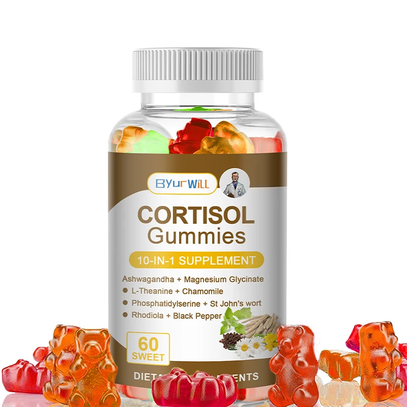 Cortisol Relief Gummies – Natural Stress Support with Ashwagandha & Chamomile | 60pcs Vegan Gummy Bears for Calm & Balanced Mood