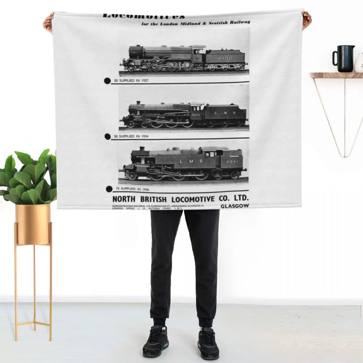 Vintage North British Locomotives advert, 1938 Throw Blanket Outdoor Soft Blanket for Picnic Beach Camping
