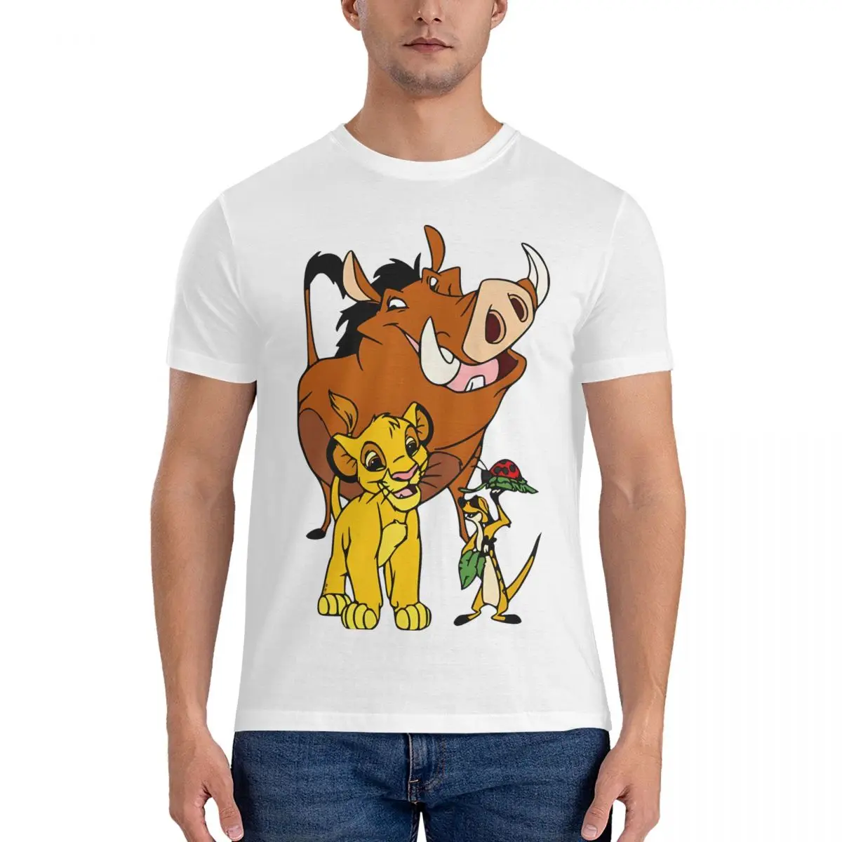 Simba Timon Pumba Disney Movie T Shirts The Lion King Simba 100% Cotton Clothes Novelty Short Sleeve Round Neck Tee