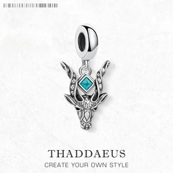 Blue Antelope Head Design 925 Sterling Silver Pendants Charm For Women Men Animal Fine Jewelry