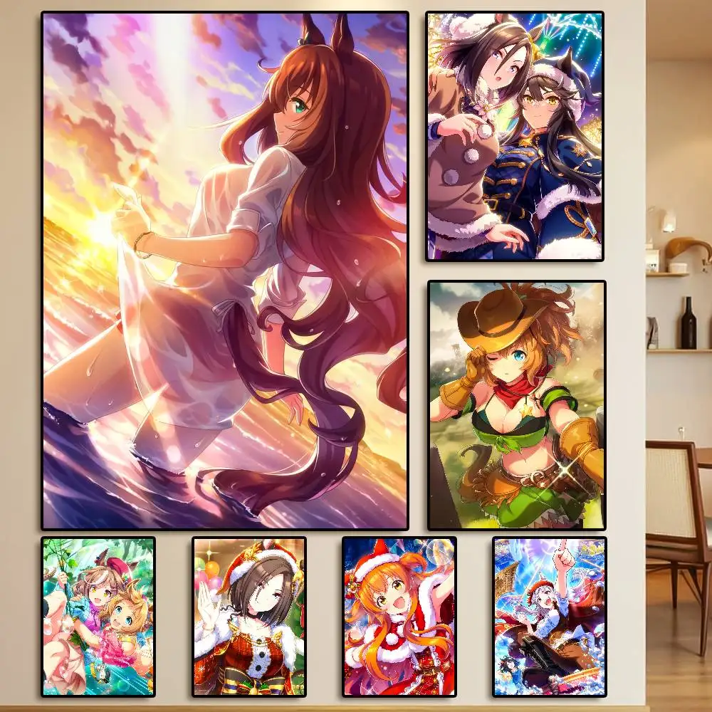 ملصق U-Umamusume Pretty Derby عالي الدقة جدار لاصق مقاوم للماء لغرفة المعيشة المنزلية وغرفة النوم والديكور الجمالي