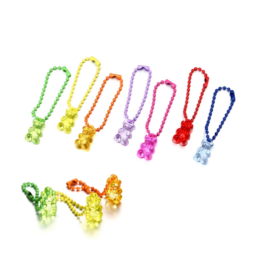 5 teile/los Bonbon farbe bunte niedliche Harz bär Schlüssel bund Mini Bär mit Kette für DIY Schmuck machen Suche Zubehör