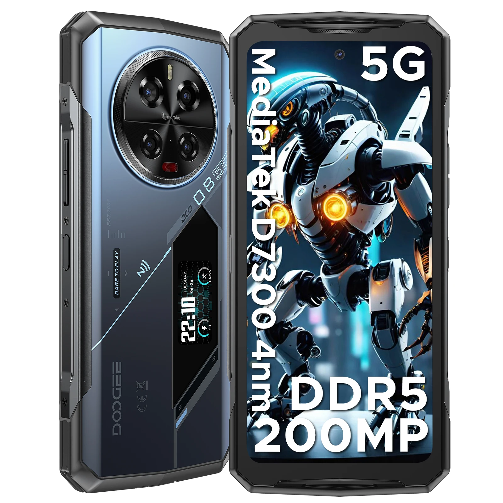 DOOGEE V40 Pro 5G Rugged Phone 1.47" Rear Display 16GB+512GB Dimensity 7300 200MP AI Camera 8680mAh Battery 5g Gaming Phone