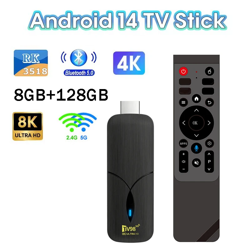 4K Media Player - Android 14 TV Stick Full HD