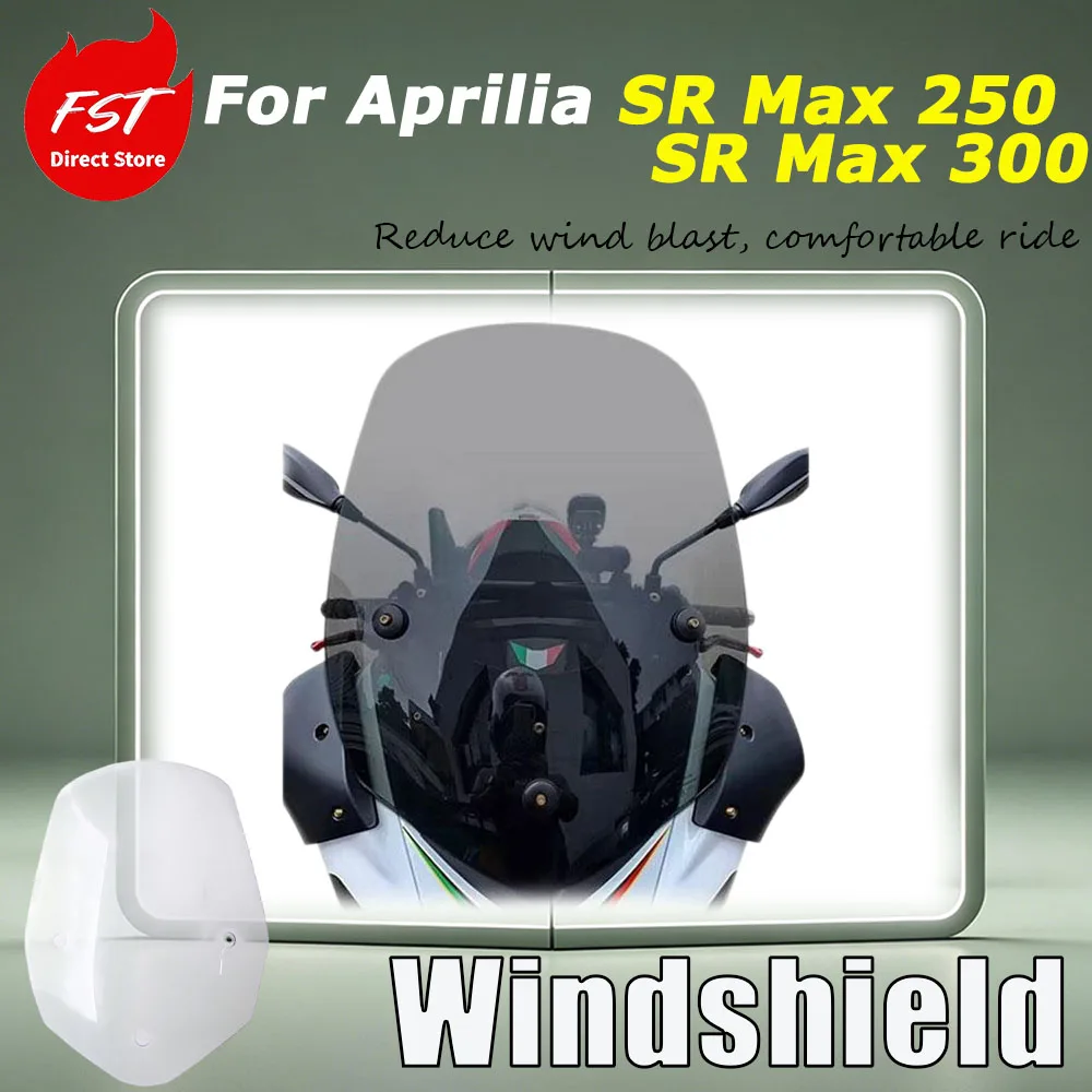 For Aprilia SR Max 250/SR Max 300 Replacement accessories: black smoke-gray front windshield panel Clear view