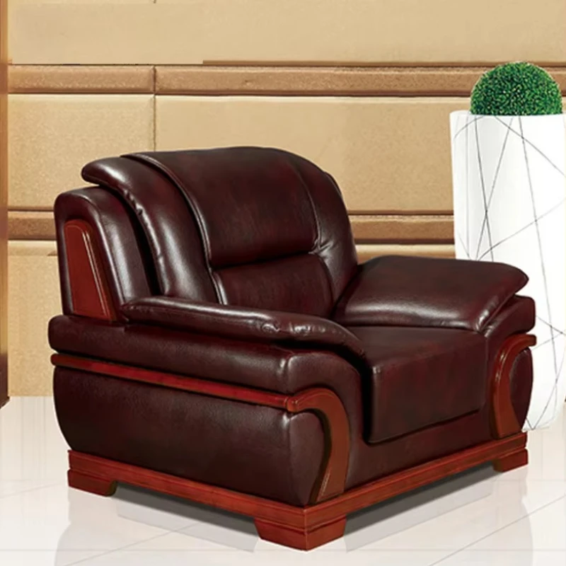 

Office Furniture Combination Business Reception Sofa Classic Wooden Leather Lounge Modern Office Sofa Set