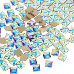 30pcs Square Shape 6*6mm Crystal AB Flat Back Fancy Nail Art Crystal Rhinestones For Wedding Personality Design Beads