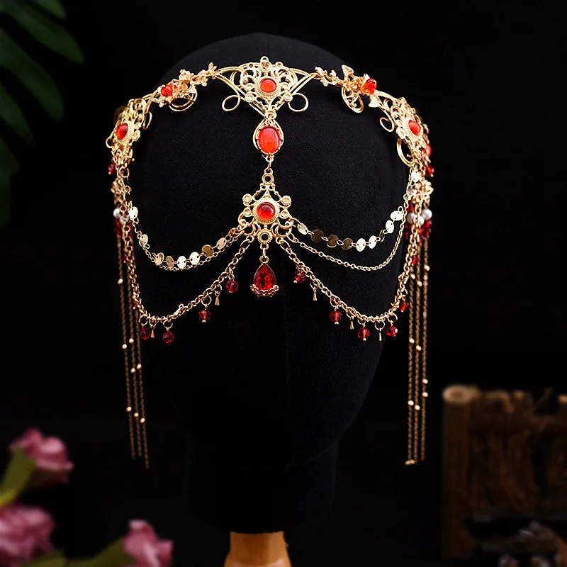 

Handmade Sweet Wedding Headpiece Crystal Bridal Head Chain Tiara Hair Jewelry for Women Rhinestone Forehead Headband Accessories