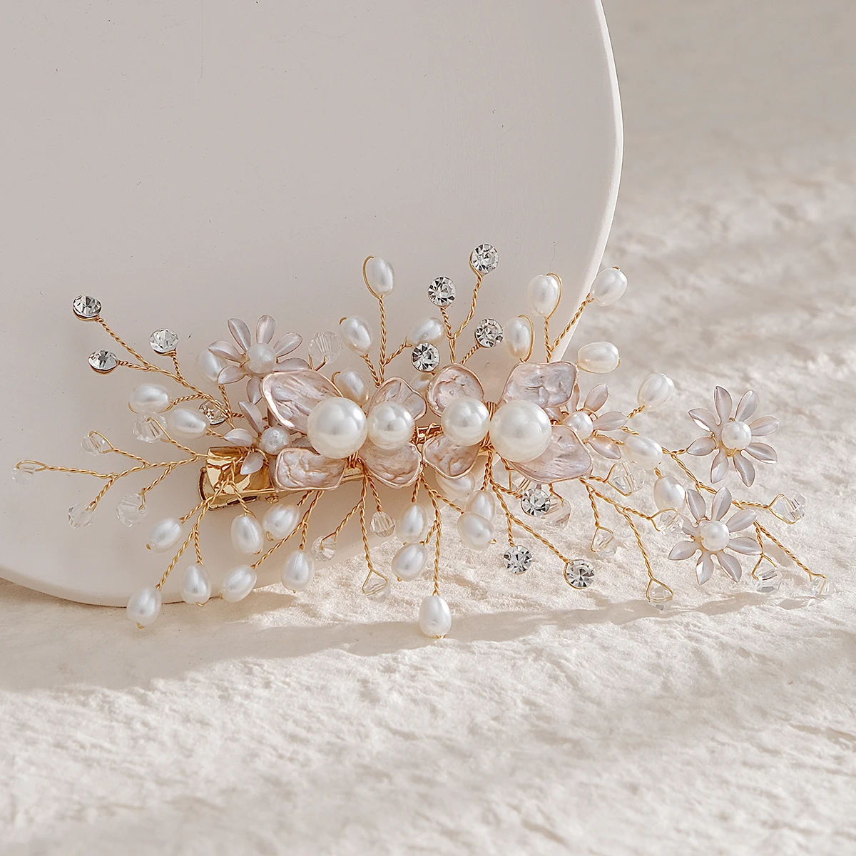 Handmade Pearl Hair Clips Alloy Flower Side Clips Bridal Jewelry Bridal Wedding Hair Pins Headdress Gift for Friend and Family image 3