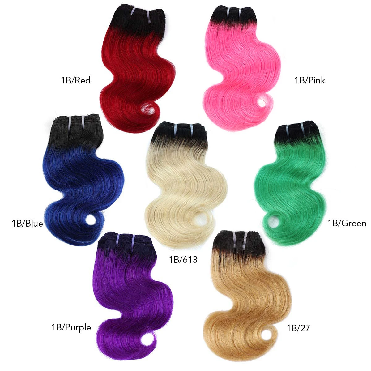 Ombre Human Hair Bundles 8inch Body Wave Colored Sew in Weave 50g 4pcs Full Head Short Bob Style Black Root Grey Red Purple Hair
