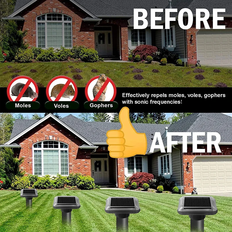 طارد فأر خارجي يعمل بالطاقة الشمسية P66 مقاوم للماء، مناسب للساحات والحدائق والمزارع