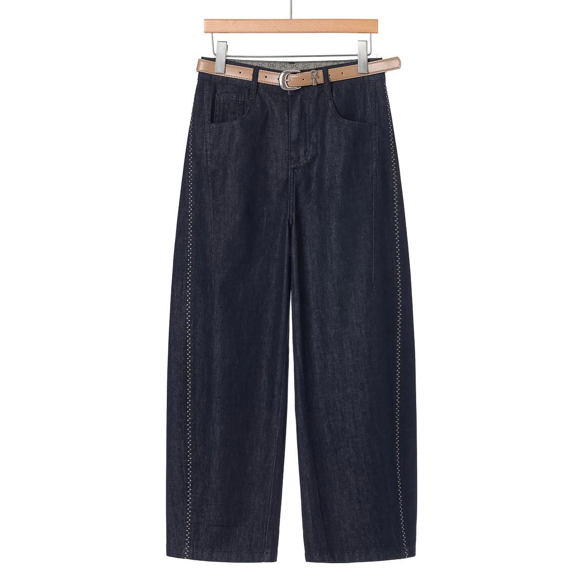 Pantalones Vaqueros de Cintura Alta con Corte Lateral, Estilo Casual, Jeans para Mujer, Tela Levis, Transpirables y Cómodos, Nueva Llegada de Verano