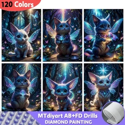 120 Colors Diamond Painting Cat AB Fairy Dust Full Square Round Wing Home Decor Embroidery Animal Cross Stitch Set Wall Art