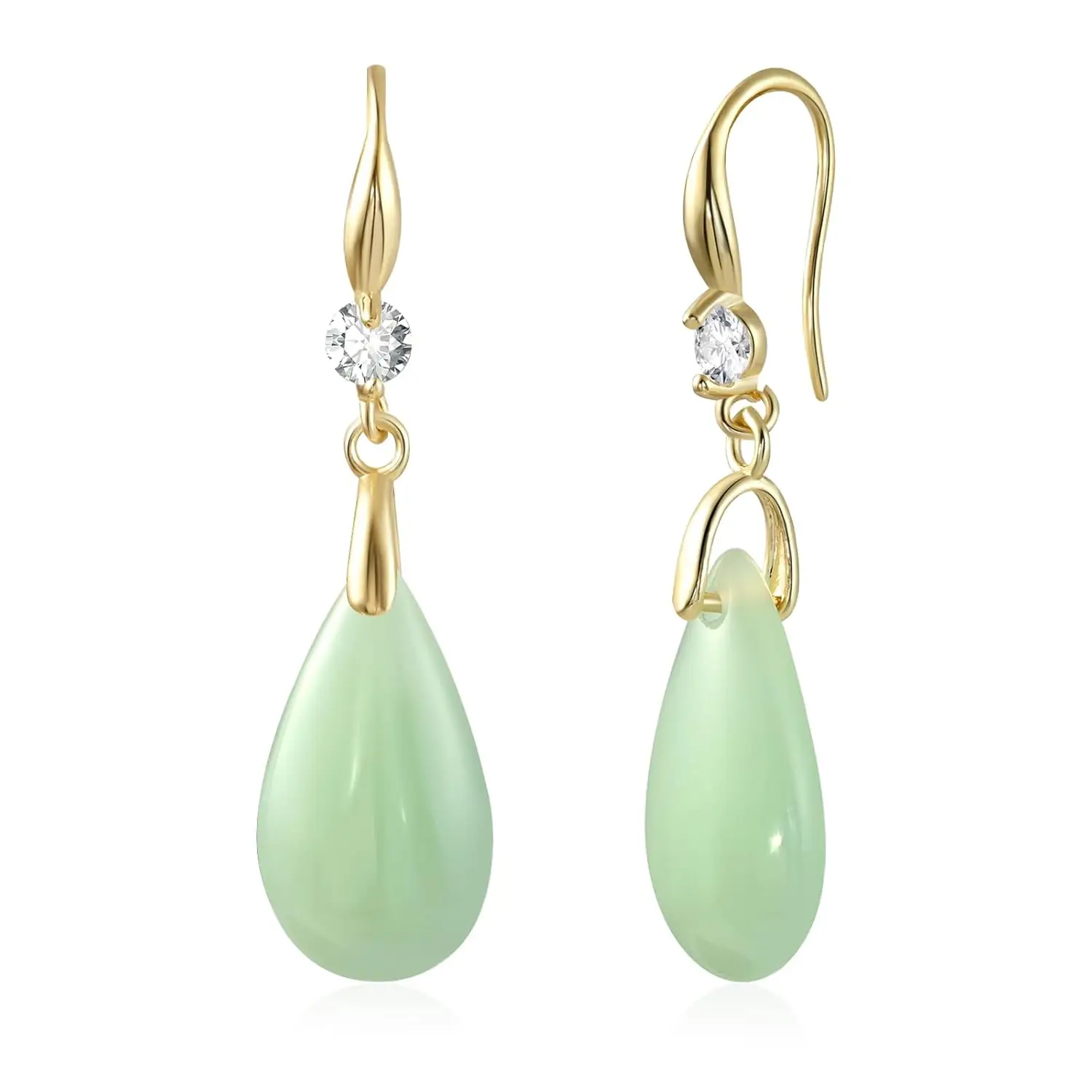 

Light Green Teardrop Dangle Earrings for Women | Hypoallergenic Gold-Plated Jewelry Gift, Lightweight & Secure