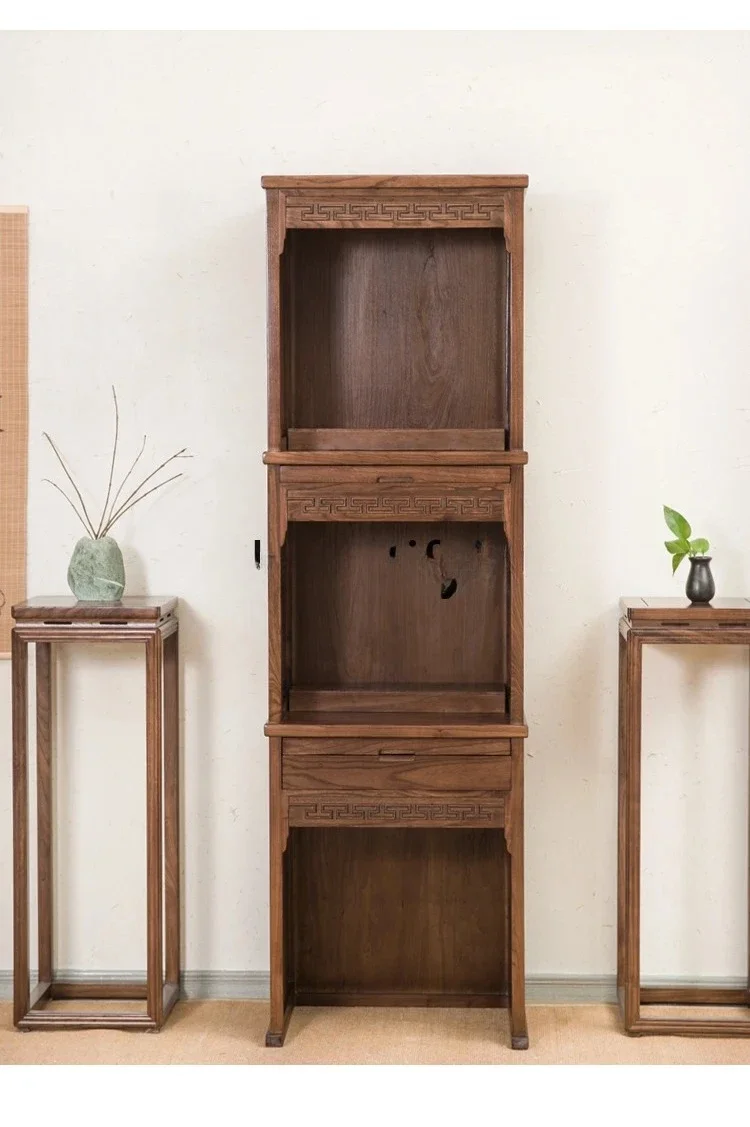 A Solid wood three-layer shrine offering table Buddhist shrine ancestor