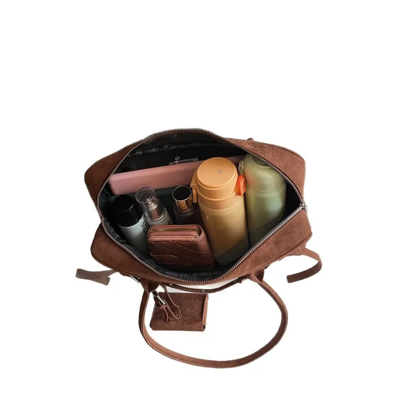 Autumn and Winter Retro Suede Handheld briefcase for women's new style simple single shoulder armpit bag large capacity tote bag