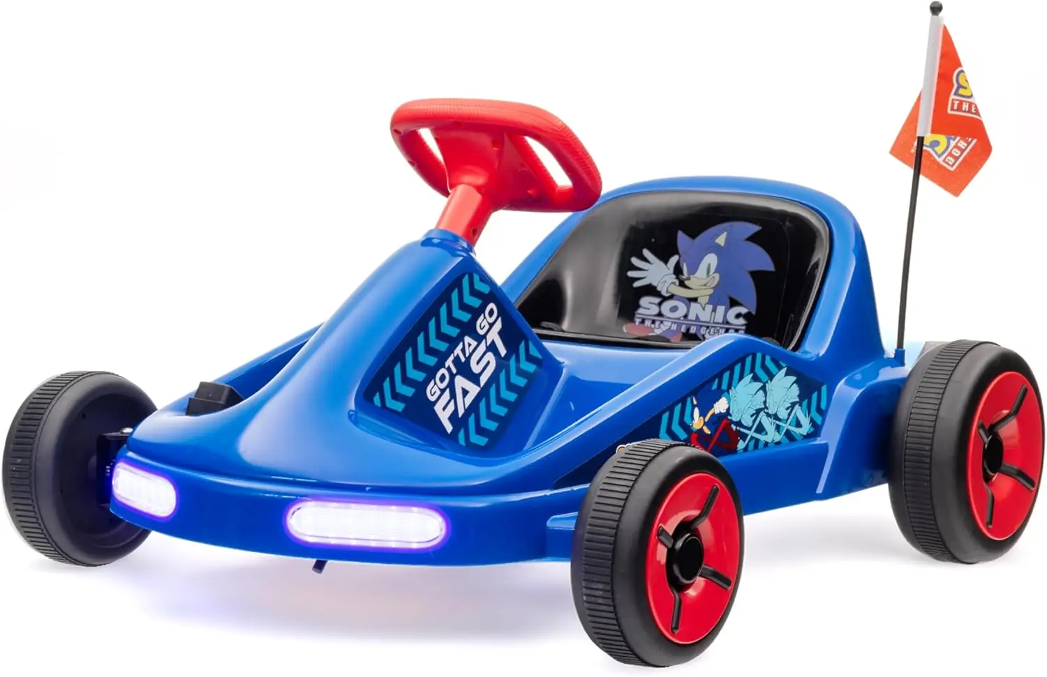 Hedgehog 12V Electric Go Kart for Kids, Electric Ride-On Toy with Lights, Seat Belt, Ages 3-6, Durable PVC and Iron Construction