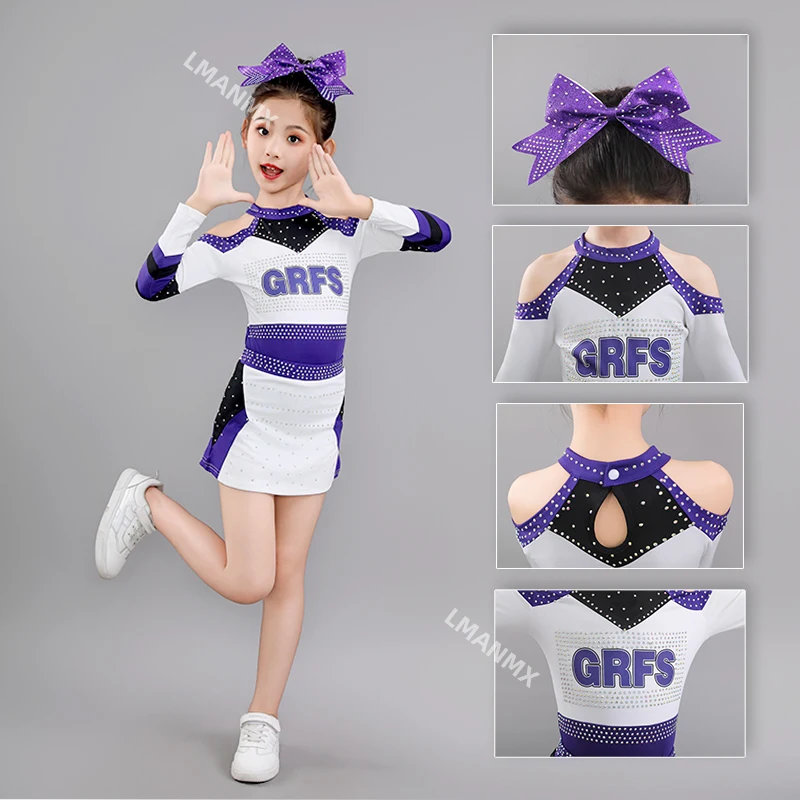 

Детское танцевальное платье для соревнований по черлидингу для взрослых, аэробика, цветочный мяч, команда поддержки, конкурентоспособное выступление