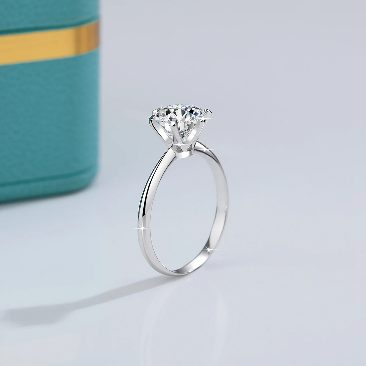 

D VVS1 2ct Round Moissanite Ring 18K White Gold Plated 925 Sterling Silver Lab-diamond Wedding Rings for Women