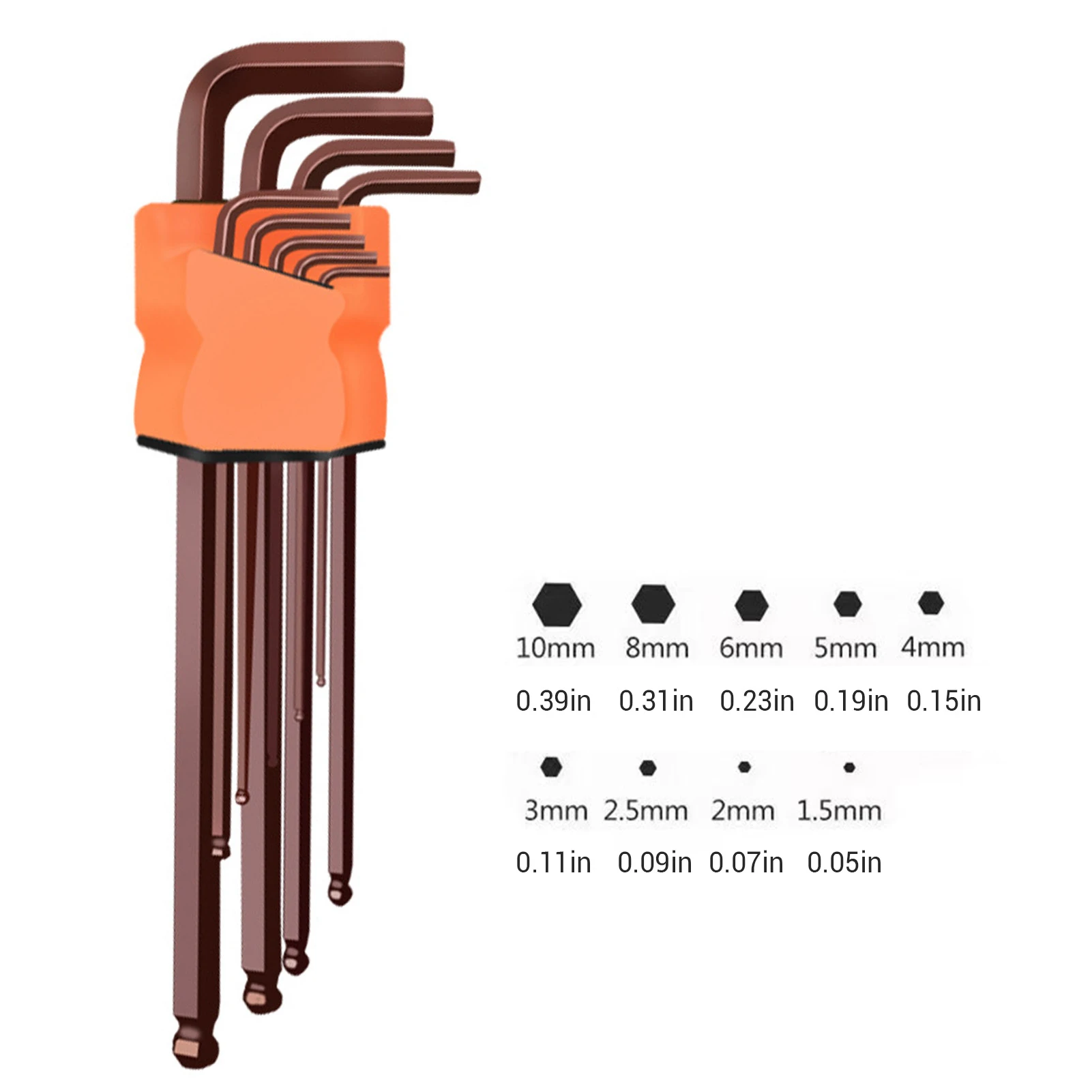 9pcs L Type Allen Wrench Set Hex Wrench Multifunctional Short Arm Tool Universal Hexagon Flat Ball Spanner Key Set Hand Tools