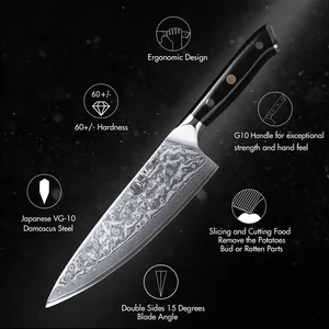 F.YOUNG 8 Inch Professional Chef's Knives Japanese 67 Layer Damascus Steel VG10 Core Super Sharp Meat Vegetable Kitchen Knife 6 best sales damascus knife original - №4