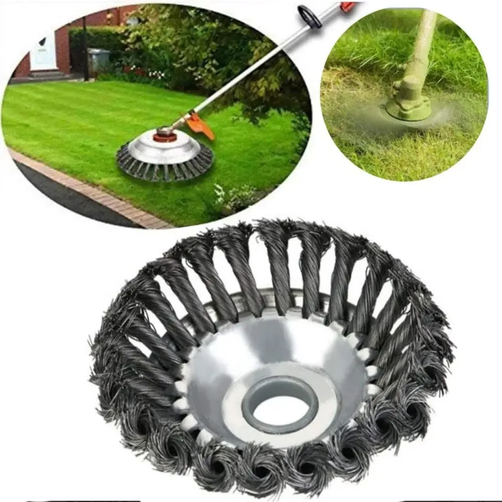 

Обновленная 6/8-дюймовая режущая головка для сорняков, газонокосилка, универсальная триммерная головка для травы, колесная щетка из стальной проволоки, садовая триммерная головка