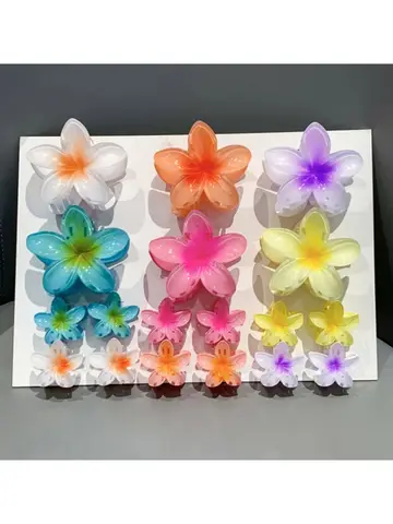 3Pcs/18Pcs Egg Flower Hair Clips Gradient Candy Color Flowers Suitable for Daily Backcombed Ponytail Shark Clip Hair Accessories