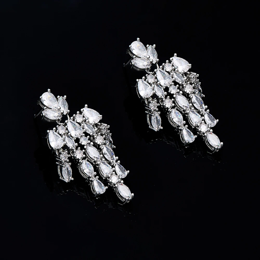 

ОАЭ Роскошное ожерелье с кубическим цирконием, браслет, серьги и кольца, комплект из 4 предметов, полный комплект ювелирных изделий из Дубая для женщин