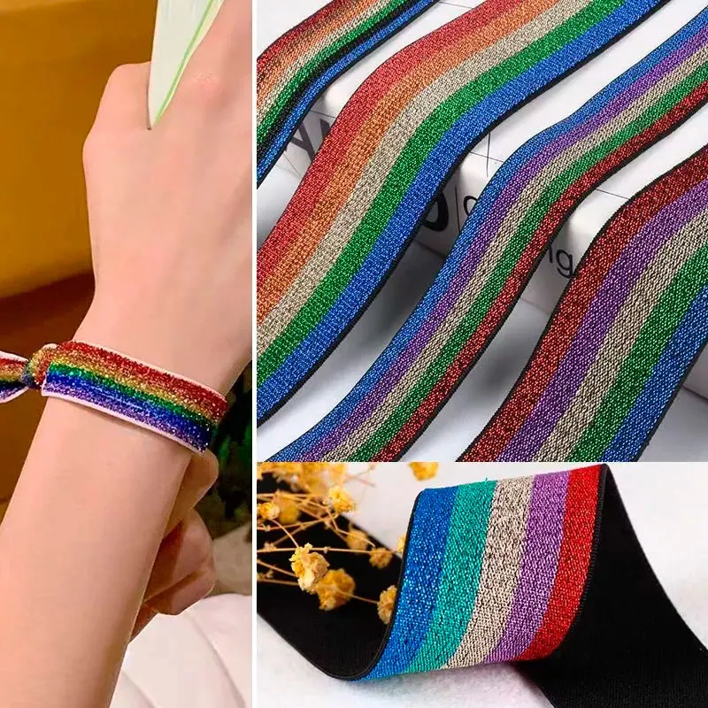 Width 4.0cm color gold wire flat loose elastic belt quality trouser waist belt handmade DIY leather band elastic band