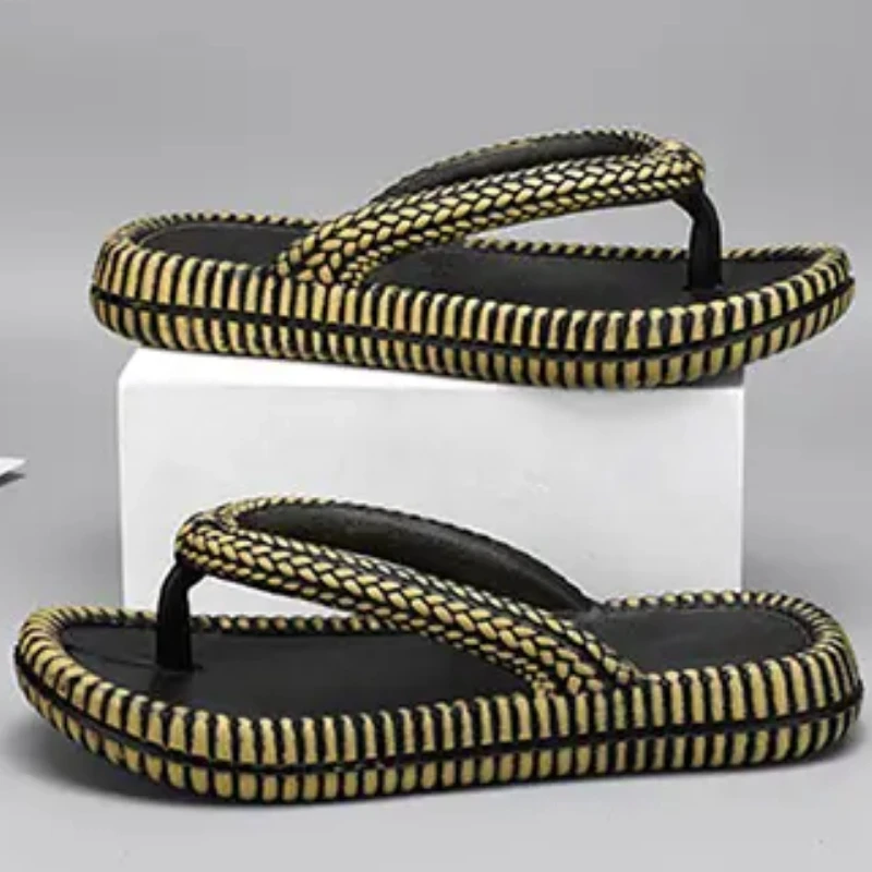 

Men's Handmade Flip Flops Summer Fashion Large Size Shoes Thick Bottom Slippers Comfortable Beach Sandals Chinelas Masculino