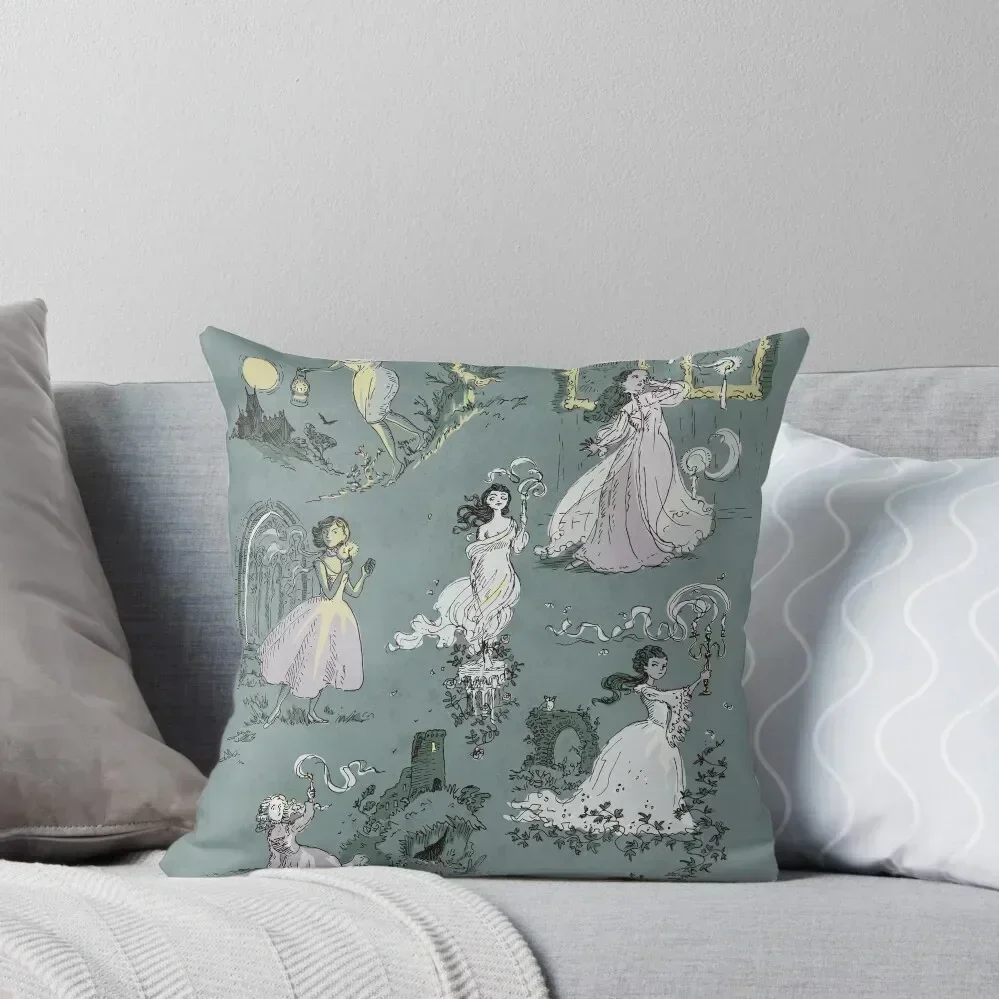 

Girls Running From Houses Throw Pillow Christmas Covers For Cushions Sofa Cushion Cover Cusions Cover Pillow Decor pillow