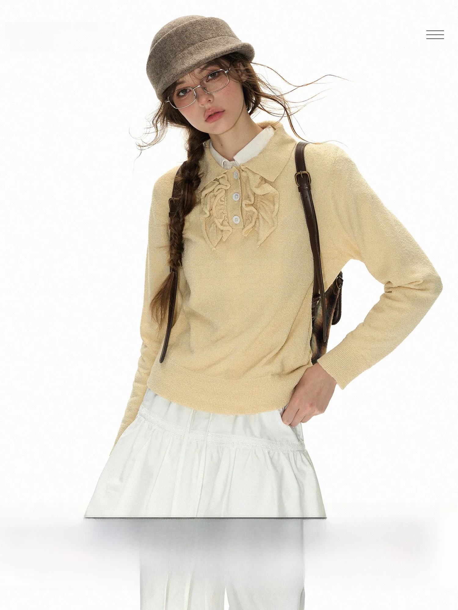 

NECY Бежевый свитер с кружевной отделкой Long Sve Женский вязаный топ Невобычный дизайн Sensation Small Fraance Sle Деревянный