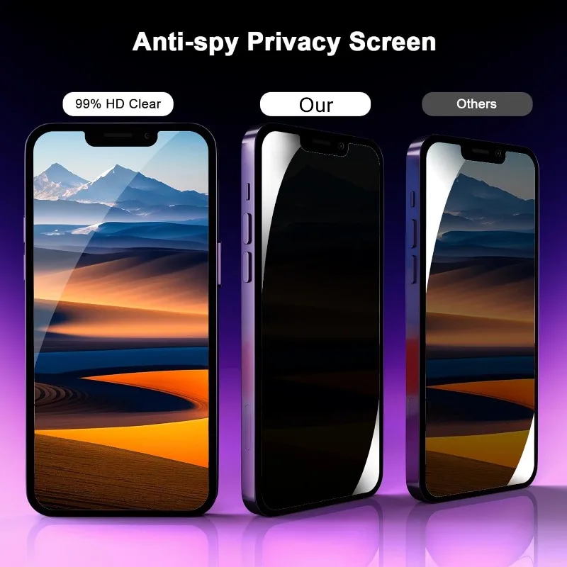 1-3Pcs Privacy Tempered Glass for iPhone 15 14 13 12 11 Pro Max Plus Anti-Spy Screen Protectors for iPhone X XR XS Max SE Glass