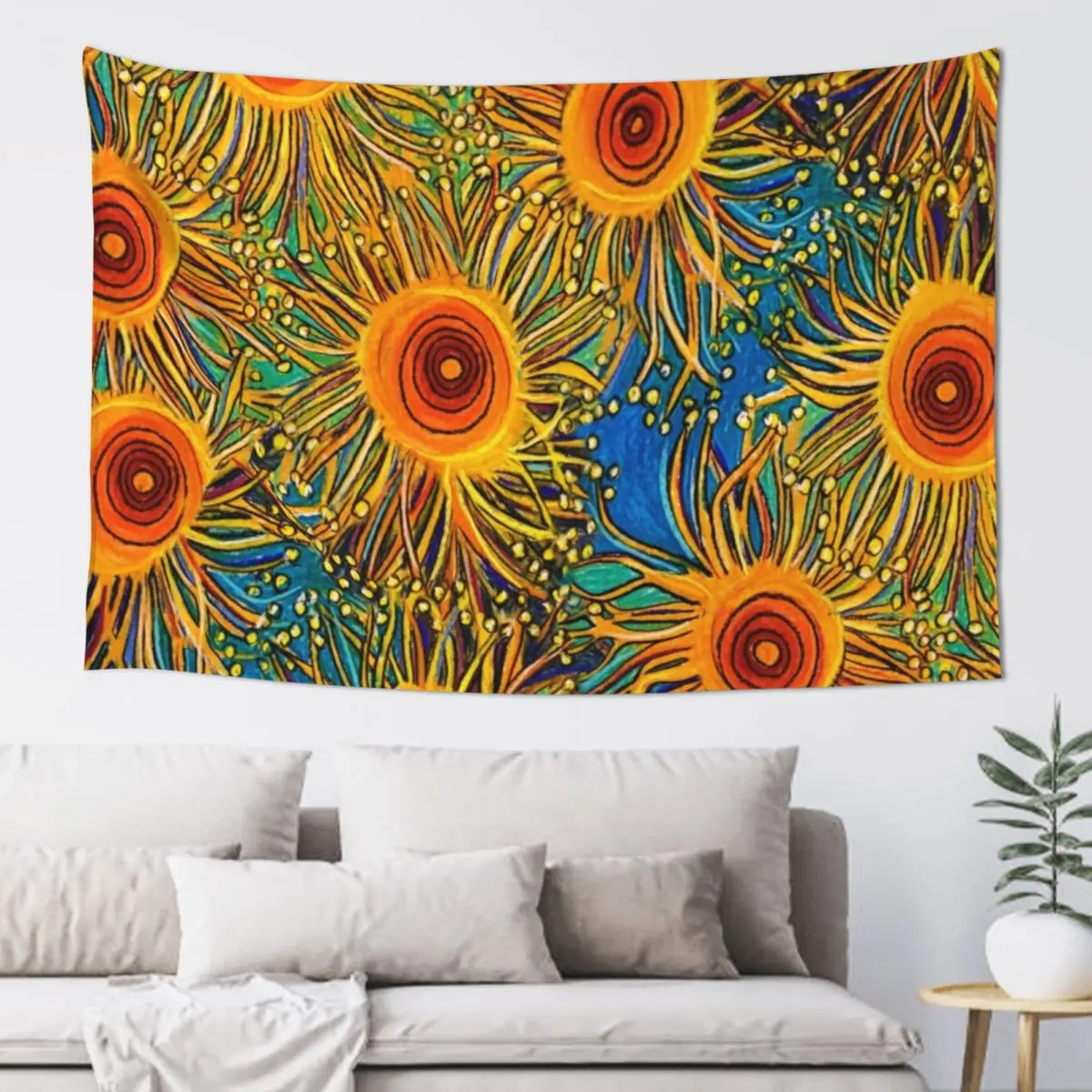 Design- Sunny Days Tapestry Room Design Wallpapers Home Decor Bedroom Decor Aesthetic Tapete For The Wall Tapestry