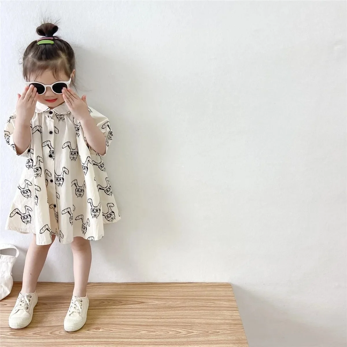 2024 Summer New Baby Girl Short Sleeve Dress Kids Casual Dress Toddler Girls Cute Cartoon Print Princess Dress Children Clothes