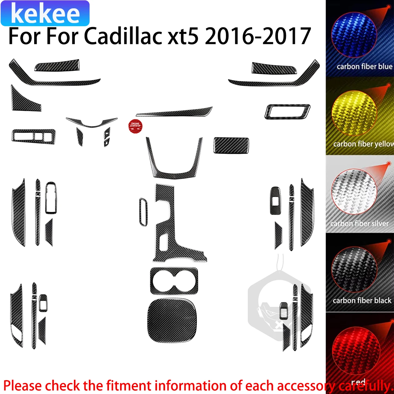 

For Cadillac XT5 2016-2017 Carbon Fiber Gear Shift Center Console Window Lift Air Outlets Trim Car Interior Accessories Stickers