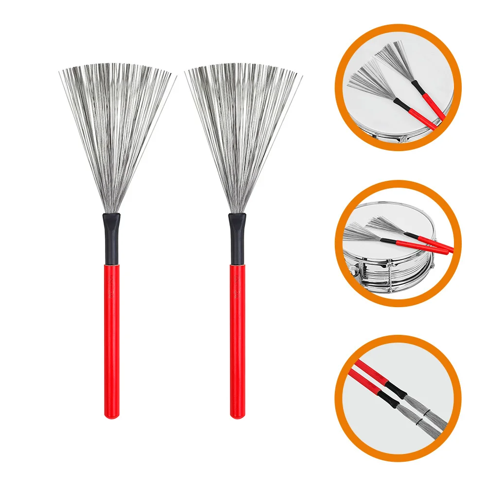 

1Pair Drum Brush Wooden Handle High Carbon Steel Maple Practical Durable Crisp Soft Tones Percussion Instruments Jazz Drums