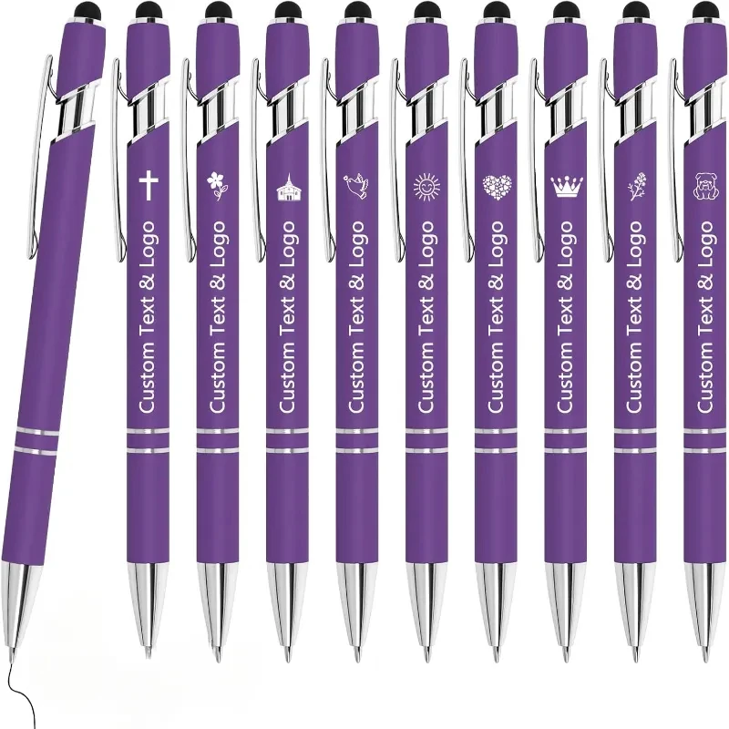 10 Stück Großpackung Personalisierte Stifte - Mit Namen, Graviertem Text/Logo - Stylus-Spitze, Schwarze Tinte - Optionen für Veranstaltungen & Werbeaktionen – Detail 11