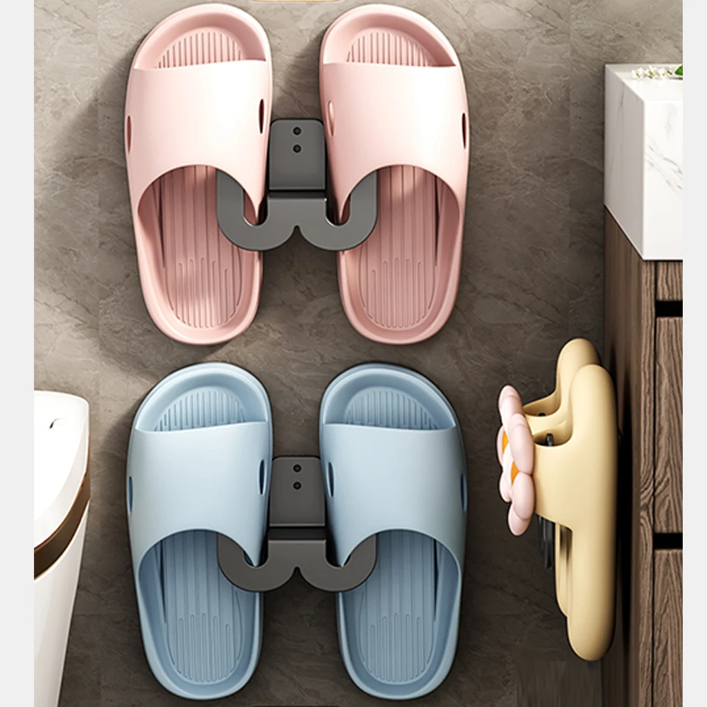 3pcs Wall Mounted Shoe Rack Slipper Storage Organizer Hanger Multifunctional non Perforated Storage Hook Door Slipper Hanger