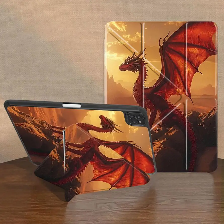Sunset Dragon Design Holder Cover Tablet Case For iPad Mini 6 7 Pro 2025 Pro 11th 10th 9th 8th 7th 12.9inch Air 4 5 M3 M2 M4