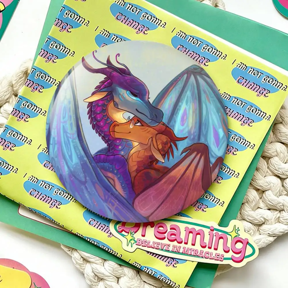 W-Wings of F-Fire Dragon Laser Badge Creative Pins Brooch for Bag Clothes Hat Decor Gifts Fans