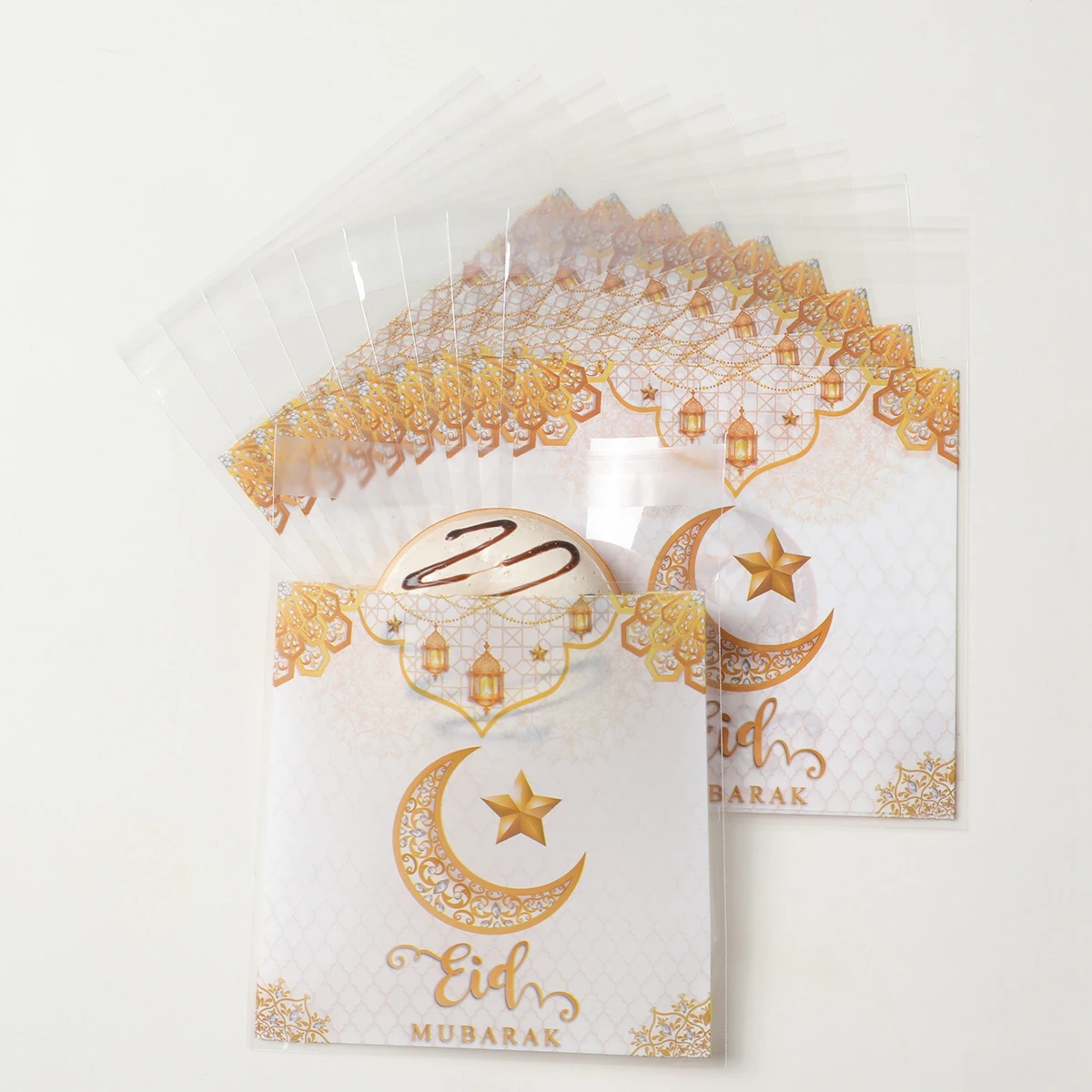 Eid Mubarak Stars Moon Self-sealing Candy Bag Ramadan Kareem Decorations 2025 For Home Islamic Muslim Party Favors Cookie Bags